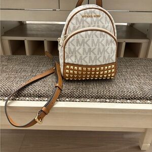 Michael Kors Beige and Brown Studded Backpack